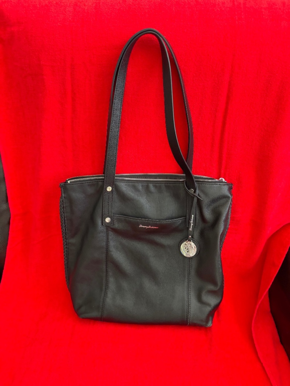 Tommy Bahama black leather shoulder purse